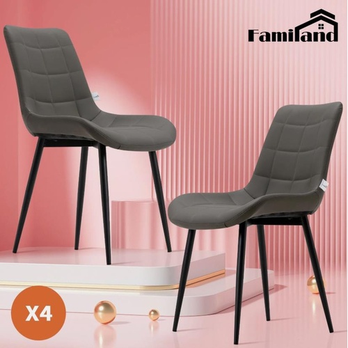 Familand 4x Dining Chairs Kitchen Chair Lounge Room Padded Seat PU Faux Leather