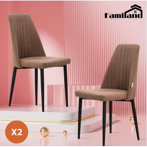 Familand Dining Chairs Set of 2 Linen Padded Seat Kitchen Living Room Chair