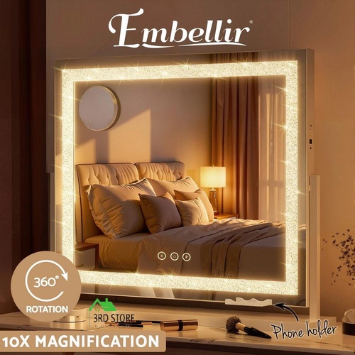 Embellir Makeup Mirror 60x50cm 360~ Rotatable Vanity Mirror with Lights Crystal LED