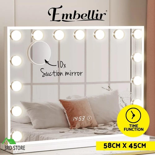 Embellir Makeup Mirror 58x45cm Hollywood Vanity with LED Light Tabletop White