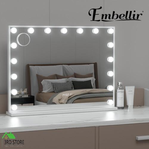 Embellir Makeup Mirror 80x60cm Hollywood Vanity with LED Light Tabletop White