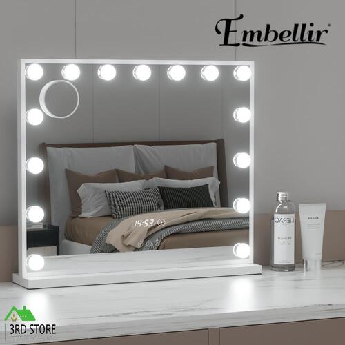 Embellir Makeup Mirror 60x52cm Hollywood Vanity with LED Light Tabletop White