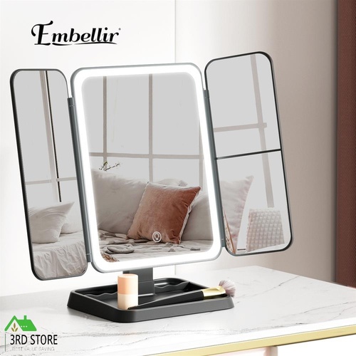 Embellir LED Makeup Mirror Tri-fold Lighted Vanity Mirrors 1X2X3X Magnifications