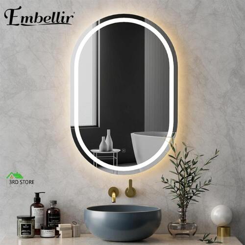 RETURNs Embellir LED Wall Mirror With Light 50X75CM Bathroom Decor Oval Mirrors Vanity