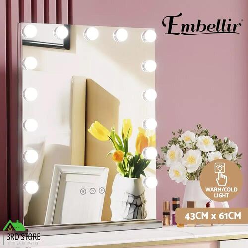 Embellir Makeup Mirror With Light 15 LED Bulbs Lighted Frameless Hollywood