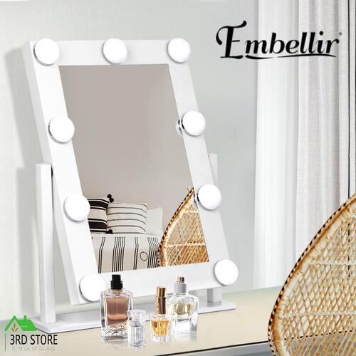 Embellir Lighted Makeup Mirror Standing Mirrors Vanity 9 LED Bulbs Hollywood