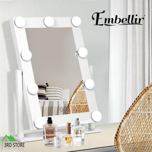 RETURNs Embellir Lighted Makeup Mirror Standing Mirrors Vanity 9 LED Bulbs Hollywood