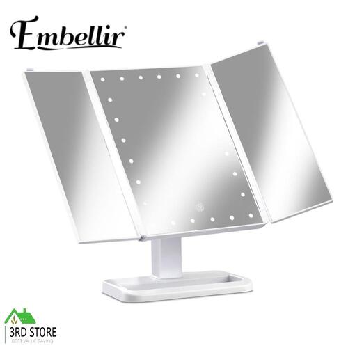 Embellir 24 LED Light Desk Top Stand Makeup Mirror with Tri-fold Touch