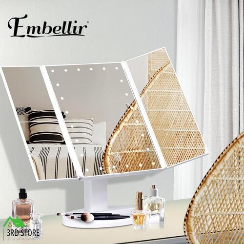 Embellir Makeup Mirror With LED Light Standing Mirror Magnifying Tri-Fold Touch