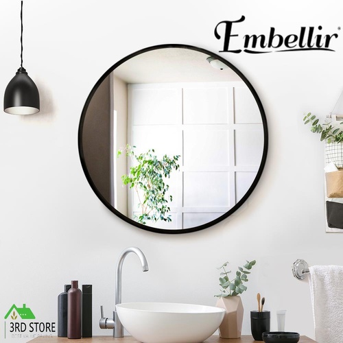 Embellir Round Wall Mirror 50cm Makeup Mirror Bathroom Vanity Black Decor