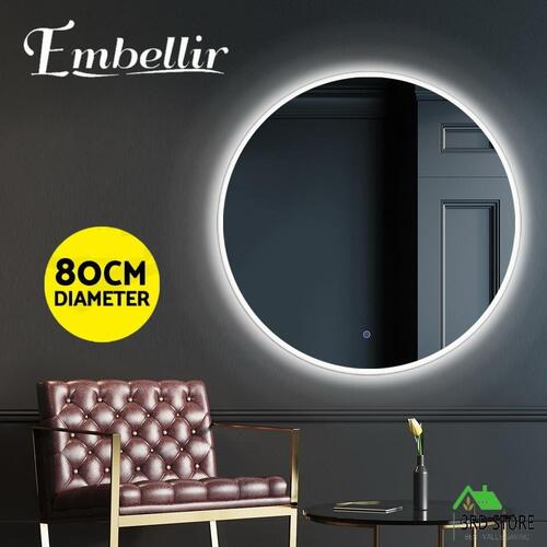 Embellir Wall Mirror LED Bathroom Round Makeup Mirror Home Decor 80CM Vanity