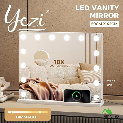 Yezi Hollywood Makeup Mirror 50x42cm with 14 LED Lighted Vanity Mirrors Decor