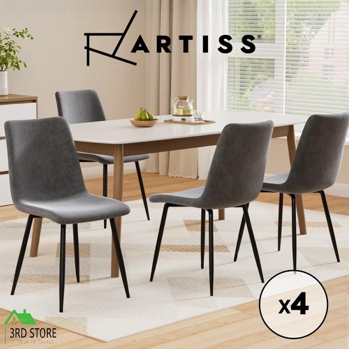 Artiss Dining Chairs Armchair Modern Velvet Seat Cafe Kitchen Iron Dark Grey x4