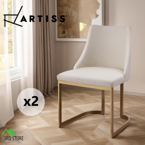 Artiss 2x Dining Chairs Cafe Chair Kitchen Modern Linen Semi-circle Frame Beige
