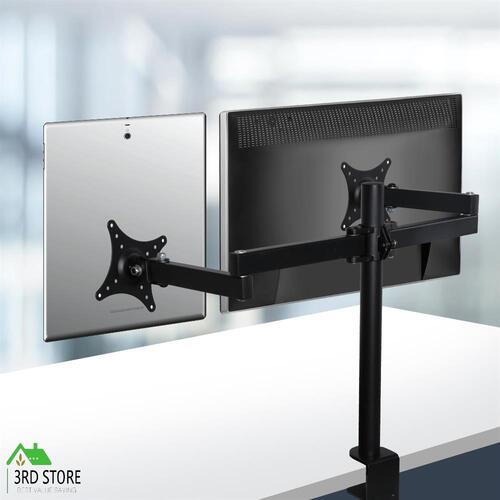 Dual LED Monitor Bracket 2 Arm Display Stand LCD Screen TV Desk Mount Holder