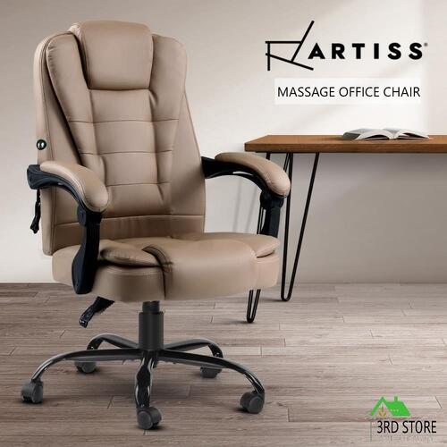 Artiss Massage Office Chair PU Leather Recliner Computer Gaming Chairs Espresso