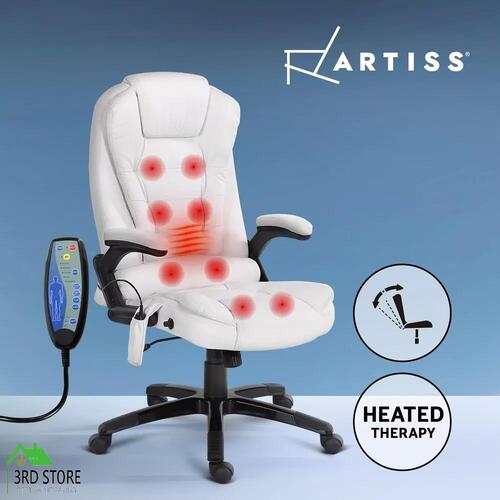 Artiss 8 Point Massage Office Chair Computer Desk Chairs Heated Recliner White