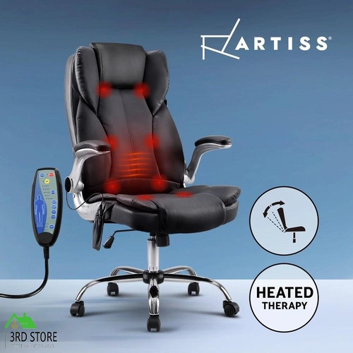 Artiss 8 Point Massage Office Chairs Computer Desk Chairs Armrests Black