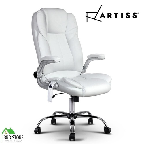 Artiss 8 Point Executive Massage Office Chair Computer Chairs Armrests White