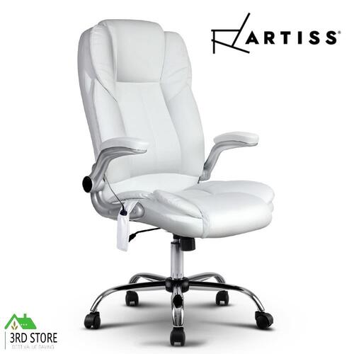 RETURNs Artiss 8 Point Executive Massage Office Chair Computer Chairs Armrests White