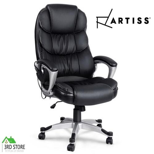 Artiss 8 Point Heated Massage Office Chair Vibration Executive Computer Black
