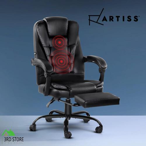 Artiss Massage Office Chair Reclining Leather Computer Gaming Seat Footrest
