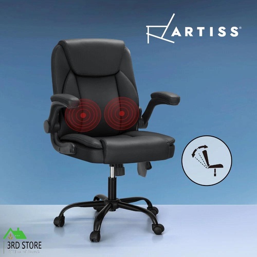 Artiss Massage Office Chair 2 Point Computer Gaming Chairs PU Leather Black