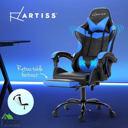 Artiss Gaming Chairs Massage Racing Recliner Leather Office Chair Footrest