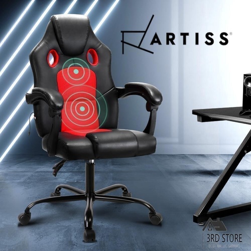 Artiss Massage Office Chair Gaming Computer Seat Recliner Racer Red