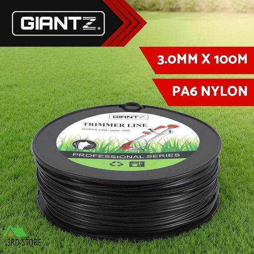 Giantz 100M Whipper Snipper Trimmer Line 3.0mm Star Nylon String Cord Black