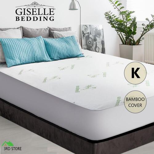 Giselle Water-resistant Mattress Protector Bamboo Fiber Cover Fitted KING Size