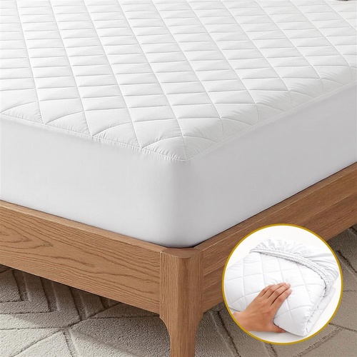 Giselle Waterproof Mattress Protector 100% Cotton Quilted Fitted Cover Double