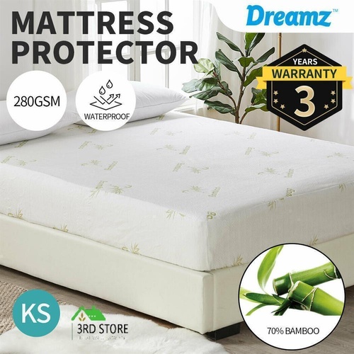 DreamZ Mattress Protector Bamboo Fully Fitted Cover Waterproof Topper KingSingle