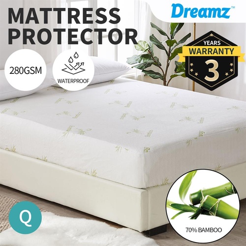 DreamZ Mattress Protector Topper 70% Bamboo Hypoallergenic Sheet Cover Queen