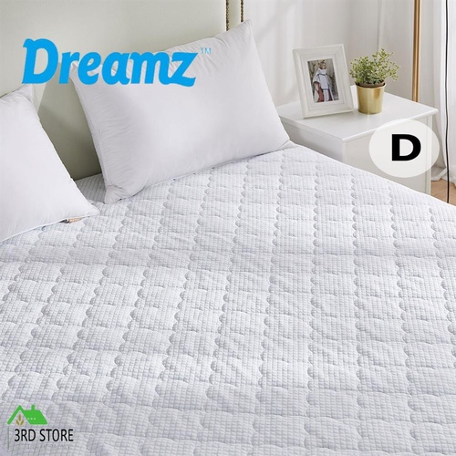 Dreamz Mattress Protector Topper Cool Fabric Pillowtop Waterproof Cover Double