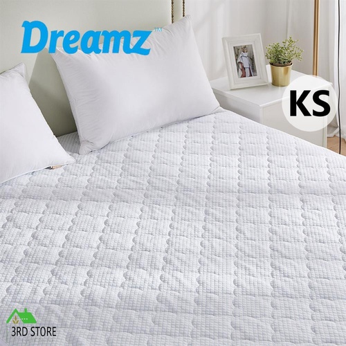 Dreamz Mattress Protector Topper Cool Fabric Pillowtop Waterproof King Single
