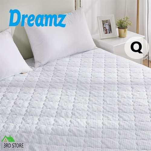 Dreamz Mattress Protector Topper Cool Fabric Pillowtop Waterproof Cover Queen