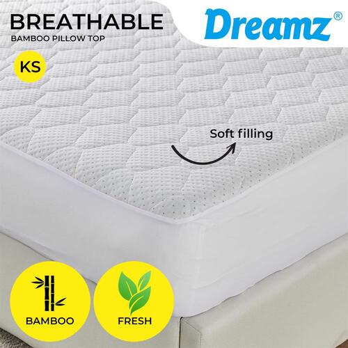 Dreamz Mattress Protector Topper Bamboo Pillowtop Waterproof Cover King Single