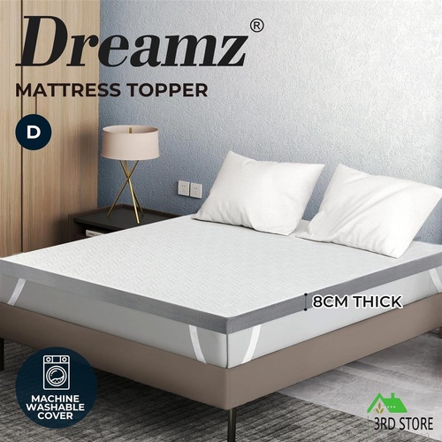 Dreamz Mattress Topper Double Size Memory Foam Dual Layer Anti Slip All Season