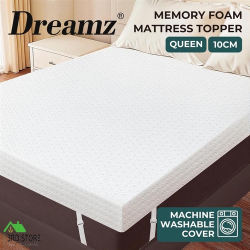 Dreamz Memory Foam Mattress Topper Dual-layer Airflow Gel Bamboo Cover Queen