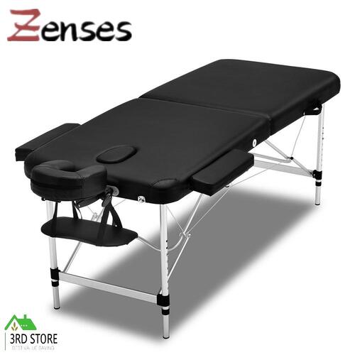 Zenses Massage Table 55cm Portable Aluminium 2 Fold Massage Bed Beauty Therapy