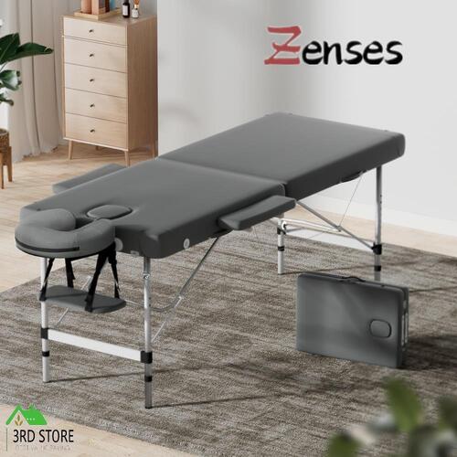 Zenses Massage Table Portable Aluminium 2 Fold Massages Bed Beauty Therapy 55cm
