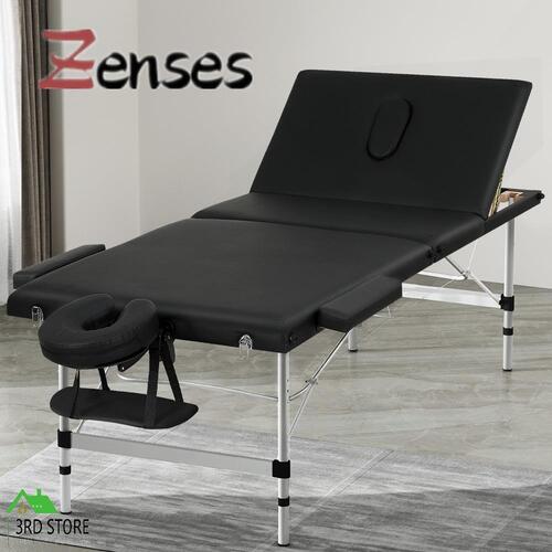 Zenses Massage Table 85CM Width 3 Fold Portable Aluminium Therapy Beauty Bed