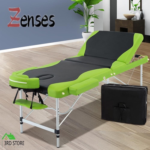 Zenses Massage Table Aluminium Portable 3 Fold Beauty Therapy Bed Waxing 75cm