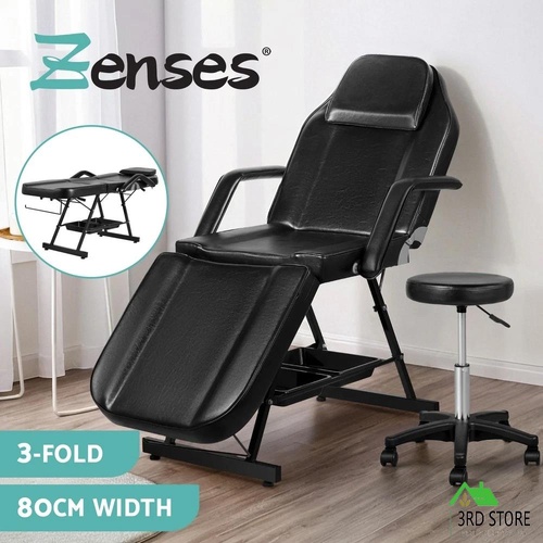 Zenses Massage Table Adjustable Salon Chair Waxing Bed Therapy 3-Fold Black