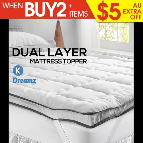 DreamZ Pillowtop Mattress Topper Luxury Bedding Mat Pad Protector Cover KING