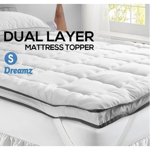 DreamZ Pillowtop Mattress Topper Luxury Bedding Mat Pad Protector Cover Single