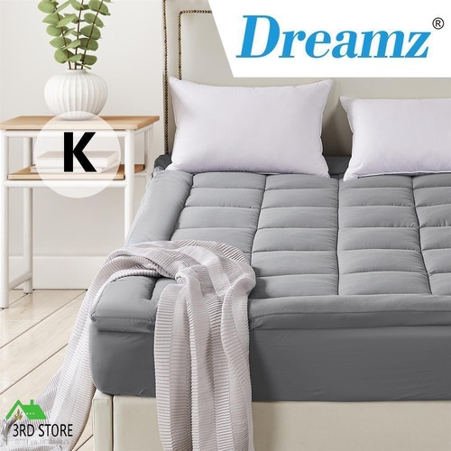 Dreamz Mattress Topper Bamboo Fibre Luxury Pillowtop Mat Protector Cover King