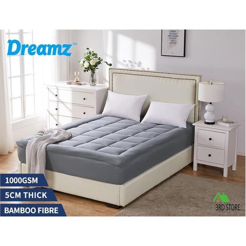 Dreamz Mattress Topper Bamboo Fibre Luxury Pillowtop Mat Protector Cover Single