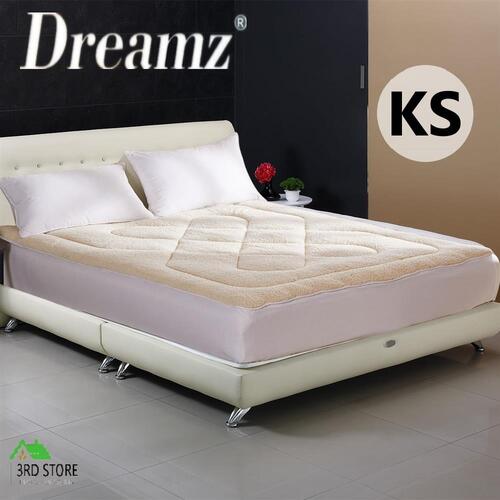 Dreamz Mattress Topper 100% Wool Underlay Reversible Mat Protector King Single